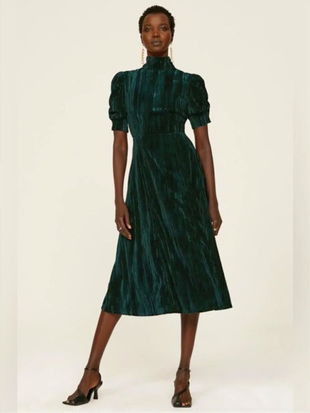 Pamela Love x Rent the Runway Emerald Velvet Midi Dress | Open Back Tie Size M
